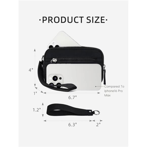 Womens Wristlet Wallet Quilted RFID Nylon Zipper Travel Purse Small Handbag - Picture 3 of 7